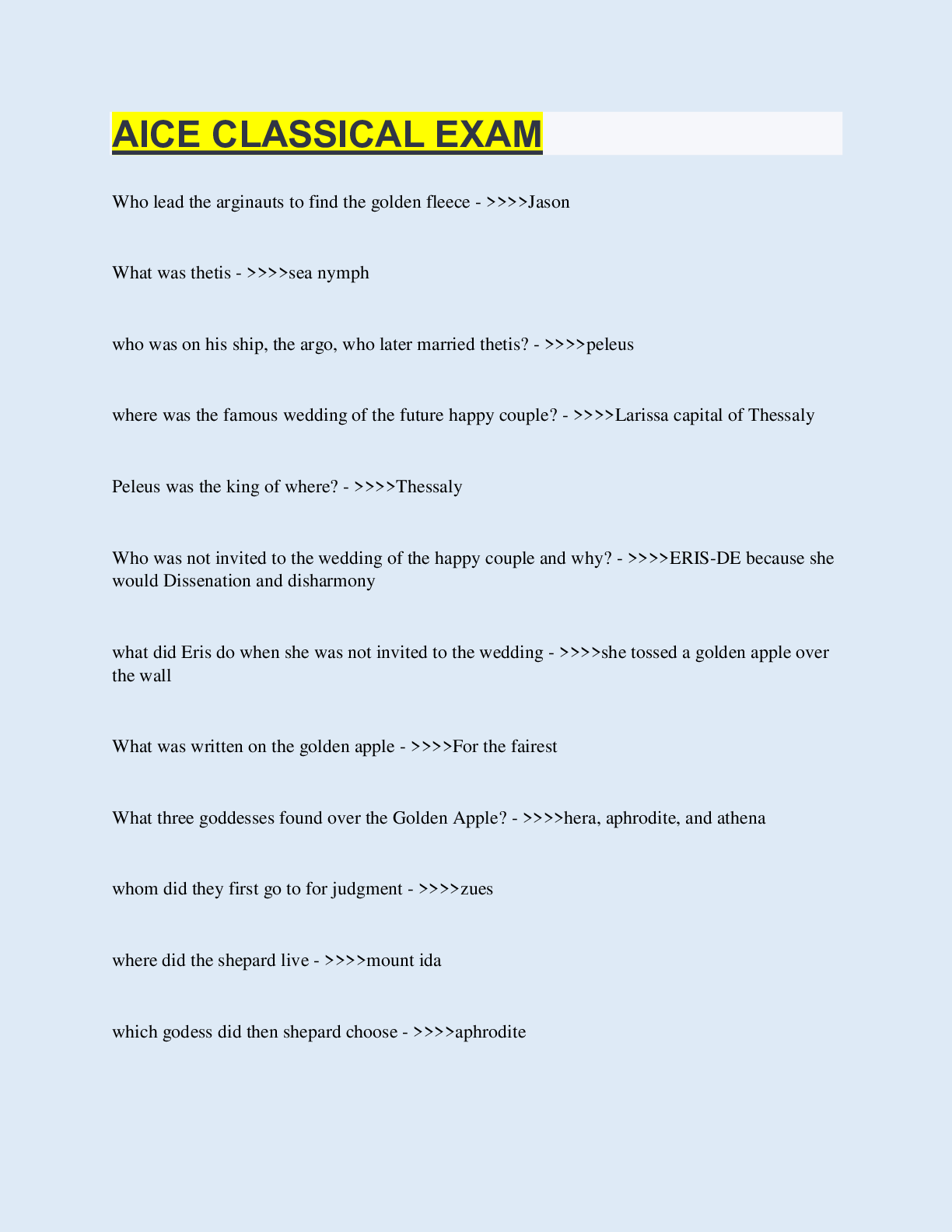 AICE CLASSICAL EXAM 60 Questions with 100 Correct Answers Updated